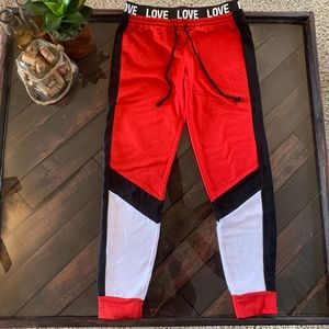 NWOT-Red/Black/White Moto Style Joggers